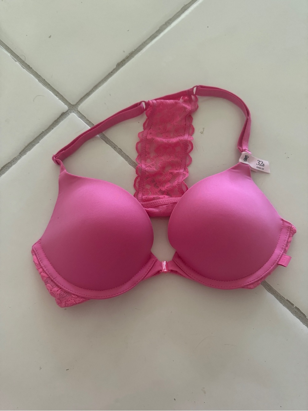 Victoria's Secret Hot Pink Lace-Back Push-Up Bra